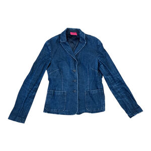Women's Denim Blazer Jacket, Medium, Dark Blue